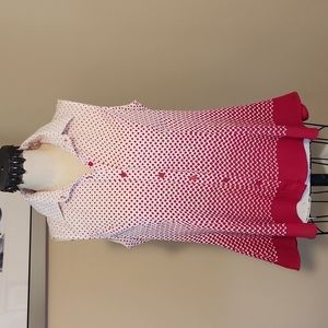 Sleeveless summer blouse M red polka dots